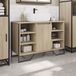 vidaXL Bathroom Sink Cabinet Storage Vanity Unit Grey Sonoma Engineered Wood - sonoma oak