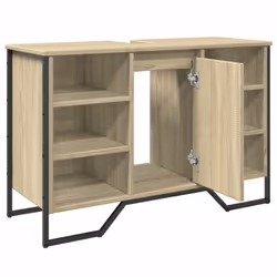 vidaXL Bathroom Sink Cabinet Storage Vanity Unit Grey Sonoma Engineered Wood - sonoma oak - Additional view 7