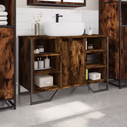 vidaXL Bathroom Sink Cabinet Storage Vanity Unit Grey Sonoma Engineered Wood - smoked oak - Additional view 2