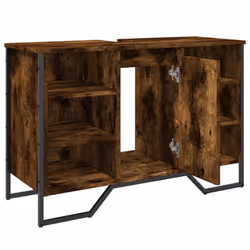 vidaXL Bathroom Sink Cabinet Storage Vanity Unit Grey Sonoma Engineered Wood - smoked oak - Additional view 7