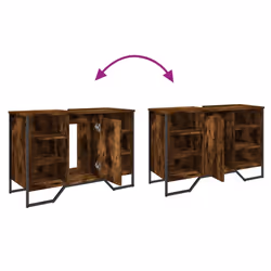 vidaXL Bathroom Sink Cabinet Storage Vanity Unit Grey Sonoma Engineered Wood - smoked oak - Additional view 8