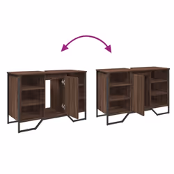 vidaXL Bathroom Sink Cabinet Storage Vanity Unit Grey Sonoma Engineered Wood - brown oak - Additional view 8
