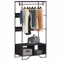 vidaXL Wardrobe Hall Closet Clothes Storage Organiser Black Engineered Wood