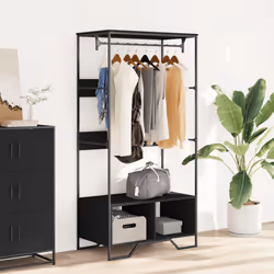 vidaXL Wardrobe Hall Closet Clothes Storage Organiser Black Engineered Wood