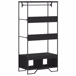 vidaXL Wardrobe Hall Closet Clothes Storage Organiser Black Engineered Wood - Additional view 5