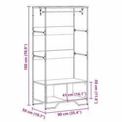 vidaXL Wardrobe Closet Clothes Storage Organiser Sonoma Oak Engineered Wood - Additional view 8