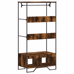 vidaXL Wardrobe Closet Clothes Storage Organiser Smoked Oak Engineered Wood - Additional view 5