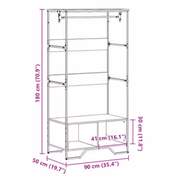 vidaXL Wardrobe Closet Clothes Storage Organiser Brown Oak Engineered Wood - Additional view 8
