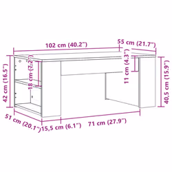 vidaXL Coffee Table Hallway Side End Table Tea Sofa Table Engineered Wood - grey sonoma
