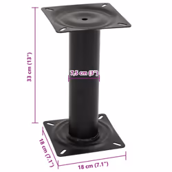 vidaXL Boat Seat Pedestal Swivel Boat Seat Base Adjustable Height Black Steel - 33 cm