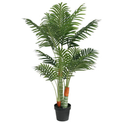 vidaXL Artificial Palm Tree with 3 Trunks Fake Tree Artificial Plant Green PP - 120 cm