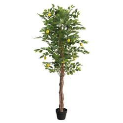 vidaXL Artificial Lemon Tree with 3 Trunks Fake Tree Artificial Plant Green PP - 180 cm
