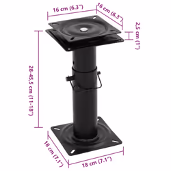 vidaXL Boat Seat Pedestals with 360 Seat Swivel Canoe Boat Seat Base Steel - 18 x 18 x 28-45.5 cm - Additional view 3