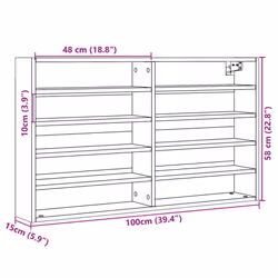 vidaXL Vitrine Cabinet Wall Mounted Cabinet Floating Cabinet Engineered Wood - smoked oak, 100 x 15 x 58 cm