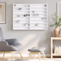 vidaXL Vitrine Cabinet Wall Mounted Cabinet Floating Cabinet Engineered Wood - white, 100 x 8.5 x 75 cm
