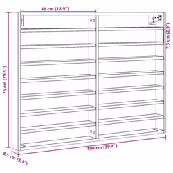 vidaXL Vitrine Cabinet Wall Mounted Cabinet Floating Cabinet Engineered Wood - white, 100 x 8.5 x 75 cm - Additional view 9