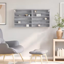 vidaXL Vitrine Cabinet Wall Mounted Cabinet Floating Cabinet Engineered Wood - concrete grey, 100 x 8.5 x 50 cm