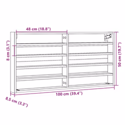 vidaXL Vitrine Cabinet Wall Mounted Cabinet Floating Cabinet Engineered Wood - concrete grey, 100 x 8.5 x 50 cm - Additional view 9
