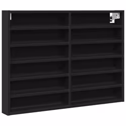 vidaXL Vitrine Cabinet Wall Mounted Cabinet Floating Cabinet Engineered Wood - black, 80 x 8.5 x 58 cm