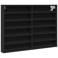vidaXL Vitrine Cabinet Wall Mounted Cabinet Floating Cabinet Engineered Wood - black, 80 x 8.5 x 58 cm