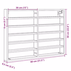 vidaXL Vitrine Cabinet Wall Mounted Cabinet Floating Cabinet Engineered Wood - black, 80 x 8.5 x 58 cm