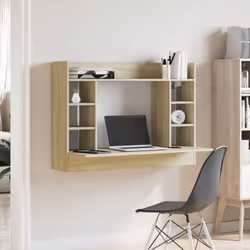 vidaXL Wall-Mounted Desk Home Folding Table Drop-Leaf Table Engineered Wood - sonoma oak
