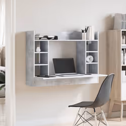 vidaXL Wall-Mounted Desk Home Folding Table Drop-Leaf Table Engineered Wood - concrete grey
