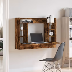 vidaXL Wall-Mounted Desk Home Folding Table Drop-Leaf Table Engineered Wood - smoked oak