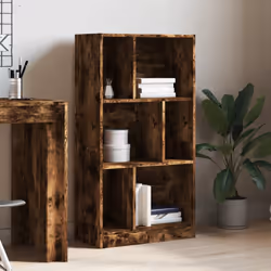 vidaXL Bookcase Bookshelf Book Rack Storage Cabinet Smoked Oak Engineered Wood