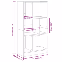 vidaXL Bookcase Bookshelf Book Rack Storage Cabinet Smoked Oak Engineered Wood