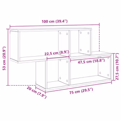 vidaXL Wall Shelf Floating Shelf Wall Storage Shelf Wall Rack Engineered Wood - grey sonoma