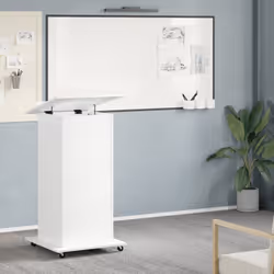 vidaXL Lectern with Wheels and Drawer Pulpit Podium Stand Engineered Wood - white - Additional view 2