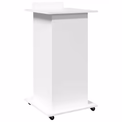 vidaXL Lectern with Wheels and Drawer Pulpit Podium Stand Engineered Wood - white - Additional view 5