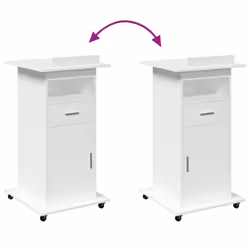 vidaXL Lectern with Wheels and Drawer Pulpit Podium Stand Engineered Wood - white - Additional view 6