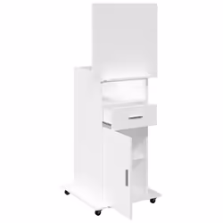 vidaXL Lectern with Wheels and Drawer Pulpit Podium Stand Engineered Wood - white - Additional view 7