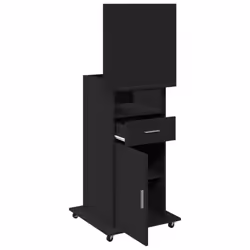 vidaXL Lectern with Wheels and Drawer Pulpit Podium Stand Engineered Wood - black - Additional view 6