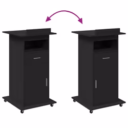 vidaXL Lectern with Wheels and Drawer Pulpit Podium Stand Engineered Wood - black - Additional view 7