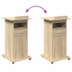 vidaXL Lectern with Wheels and Drawer Pulpit Podium Stand Engineered Wood - sonoma oak - Additional view 6