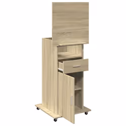 vidaXL Lectern with Wheels and Drawer Pulpit Podium Stand Engineered Wood - sonoma oak - Additional view 7