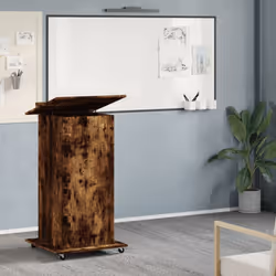 vidaXL Lectern with Wheels and Drawer Pulpit Podium Stand Engineered Wood - smoked oak - Additional view 2