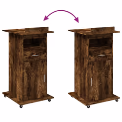 vidaXL Lectern with Wheels and Drawer Pulpit Podium Stand Engineered Wood - smoked oak - Additional view 6