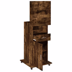 vidaXL Lectern with Wheels and Drawer Pulpit Podium Stand Engineered Wood - smoked oak - Additional view 7