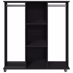 vidaXL Wardrobe with Wheels Closet Clothes Organiser Black Engineered Wood