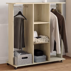 vidaXL Wardrobe with Wheels Hall Clothes Organiser Sonoma Oak Engineered Wood