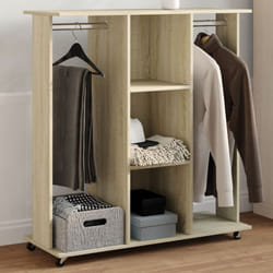 vidaXL Wardrobe with Wheels Hall Clothes Organiser Sonoma Oak Engineered Wood