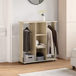 vidaXL Wardrobe with Wheels Hall Clothes Organiser Sonoma Oak Engineered Wood