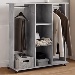 vidaXL Wardrobe with Wheels Clothes Organiser Concrete Grey Engineered Wood