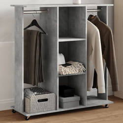 vidaXL Wardrobe with Wheels Clothes Organiser Concrete Grey Engineered Wood