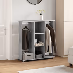 vidaXL Wardrobe with Wheels Clothes Organiser Concrete Grey Engineered Wood