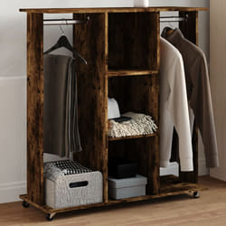 vidaXL Wardrobe with Wheels Hall Clothes Organiser Smoked Oak Engineered Wood